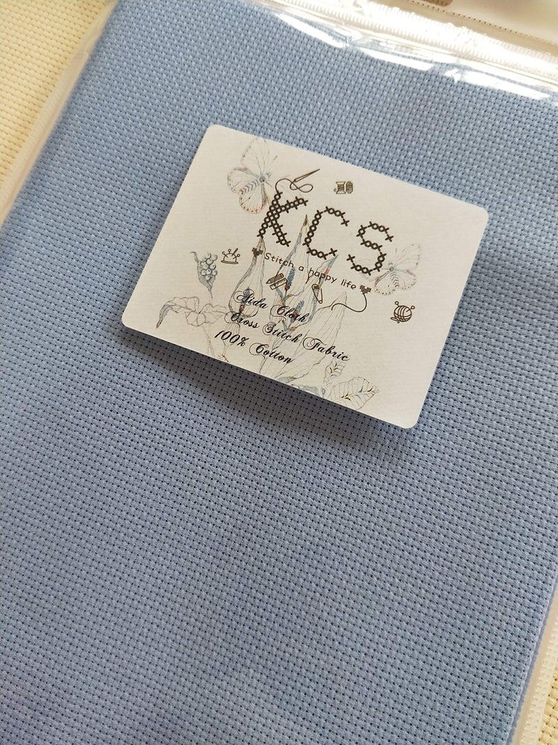 KCS 19" x 28" 14CT Counted Cotton Aida Cloth Cross Stitch Fabric (Light Blue) - Image 2